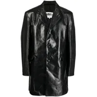 mm6 maison margiela manteau en cuir à simple boutonnage - noir