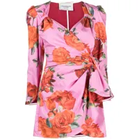 forte dei marmi couture robe fleurie à détails drapés - rose