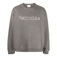 nanushka sweat à logo brodé - gris