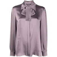 alberta ferretti chemise en satin à col lavallière - violet