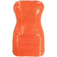 laquan smith robe-bustier à fleurs en dentelle - orange