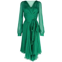 alberta ferretti robe portefeuille asymétrique en soie - vert