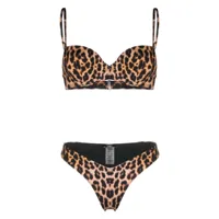 noire swimwear bikini à imprimé léopard - tons neutres