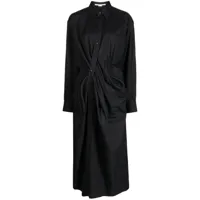 stella mccartney robe-chemise en coton à fronces - noir
