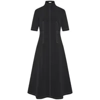 rosetta getty robe mi-longue à coutures contrastantes - noir