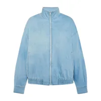 rosetta getty veste zippée en jean à col montant - bleu