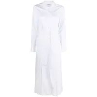 thom browne robe-chemise en popeline à design plissé - blanc