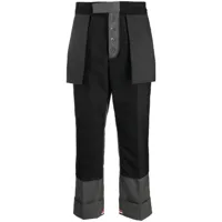 thom browne pantalon droit en sergé à design déstructuré - gris