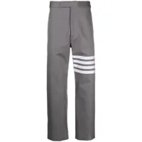 thom browne pantalon droit à 4 bandes signature - gris