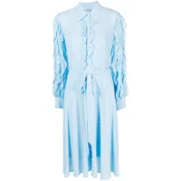 baruni robe-chemise theresa à coupe mi-longue - bleu