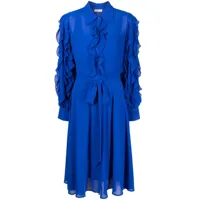 baruni robe-chemise theresa à coupe mi-longue - bleu