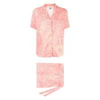 desmond & dempsey pyjama tellus à imprimé abstrait - rose