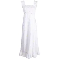 ganni robe mi-longue à imprimé graphique - blanc
