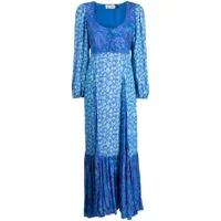 rixo robe longue virginia à fleurs - bleu