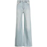 victoria beckham jean ample bianca à taille haute - bleu