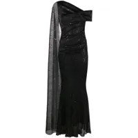 talbot runhof robe longue drapé à une épaule - noir