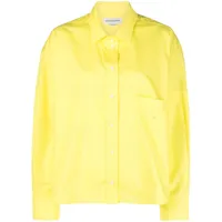 victoria beckham chemise en popeline à logo brodé - jaune