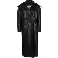 nanushka manteau marielle en cuir - noir