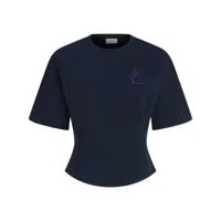 etro t-shirt crop à motif pegaso - bleu