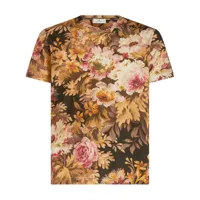 etro t-shirt en coton à fleurs - marron
