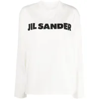 jil sander sweat en coton à logo imprimé - blanc