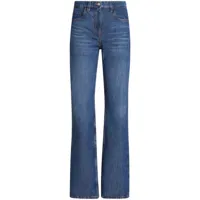 etro jean taille-haute à fleurs brodées - bleu
