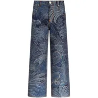 etro jean foliage jacquard à coupe ample - bleu
