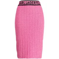 karl lagerfeld jupe crayon à bande logo - rose
