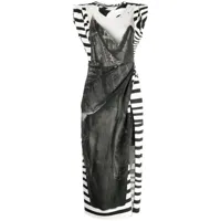 jnby robe mi-longue sans manches à imprimé graphique - noir