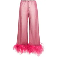 oséree pantalon ample à détails de plumes - rose