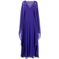 max mara robe longue en soie à manches drapées - violet