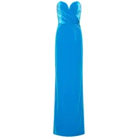 rebecca vallance robe longue bernardette à effet velours - bleu