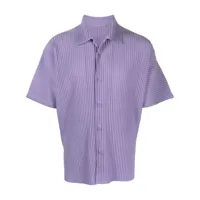 homme plissé issey miyake chemise plissée à manches courtes - violet
