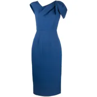 roland mouret robe mi-longue à coupe asymétrique - bleu