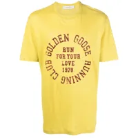 golden goose t-shirt en lin à logo imprimé - jaune