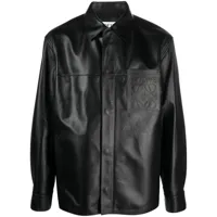 loewe chemise en cuir à logo embossé - noir