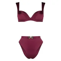 noire swimwear haut de bikini à coquillages brodés - rose