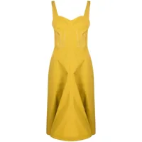 victoria beckham robe mi-longue sans manches à bords contrastants - jaune