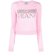 moschino jeans sweat à logo strassé - rose