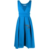 christian dior pre-owned robe évasée à design plissé (2010) - bleu