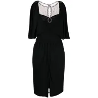 chanel pre-owned robe drapée à détail de chaîne 2009 - noir