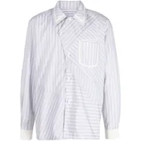 kiko kostadinov chemise asymétrique à rayures - light grey stripes / ecru