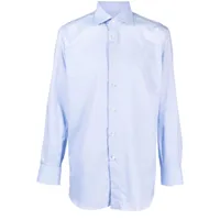 brioni chemise en coton à boutonnière - bleu