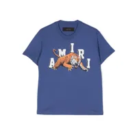 amiri kids t-shirt en coton à logo imprimé - bleu