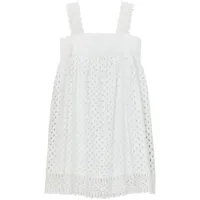 tory burch robe courte à broderie anglaise - blanc