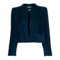 a.n.g.e.l.o. vintage cult veste crop à design en fil bouclé (1980) - bleu