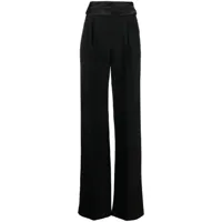 laquan smith pantalon de tailleur en laine à plis - noir