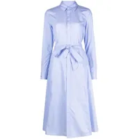 polo ralph lauren robe-chemise à taille ceinturée - bleu