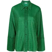 oséree chemise métallisée à manches longues - vert