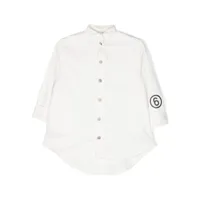 mm6 maison margiela kids robe-chemise en coton à logo imprimé - blanc